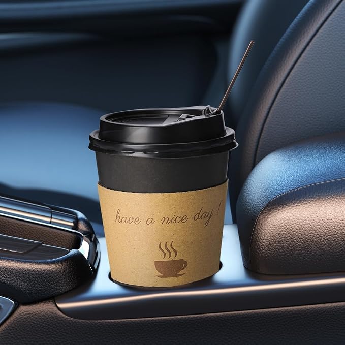 BYSNOW 500 pack 12 oz Bulk Disposable Coffee Cups with Lids Hot Paper Cups | To Go Insulated Coffee Cups for Home, Office, Cafes and Party (Black 12oz)