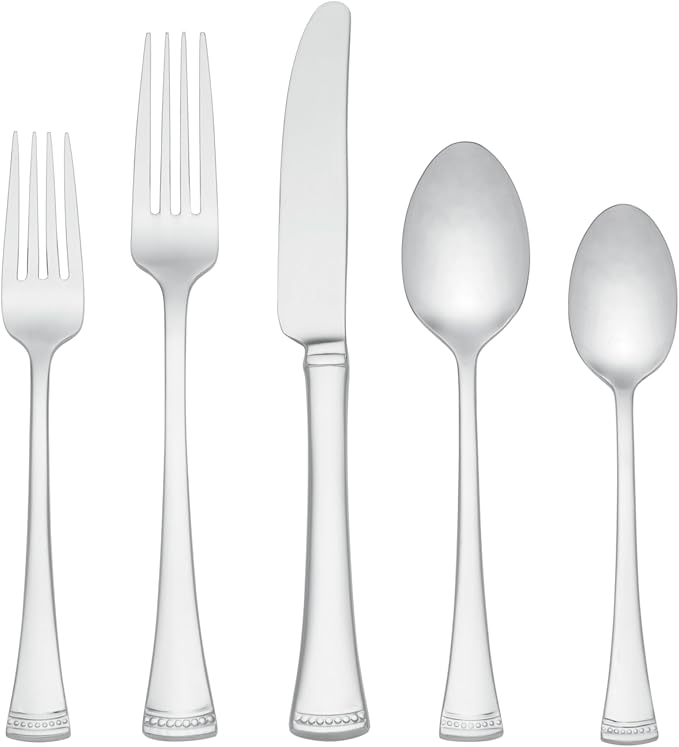 Lenox Portola 20-Piece 18/10 Silverware Set for 4, Flatware | silver, dishwasher safe | includes knives, forks, and spoons | heavy duty, cutlery set for kitchen and dining, utensil set
