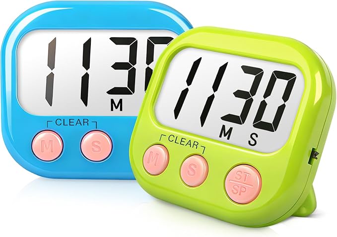 Digital Timer for Kids Classroom Timers for Teacher 2 Pack Blue Green | Large Screen, Strong Magnetic, Loud Alarm