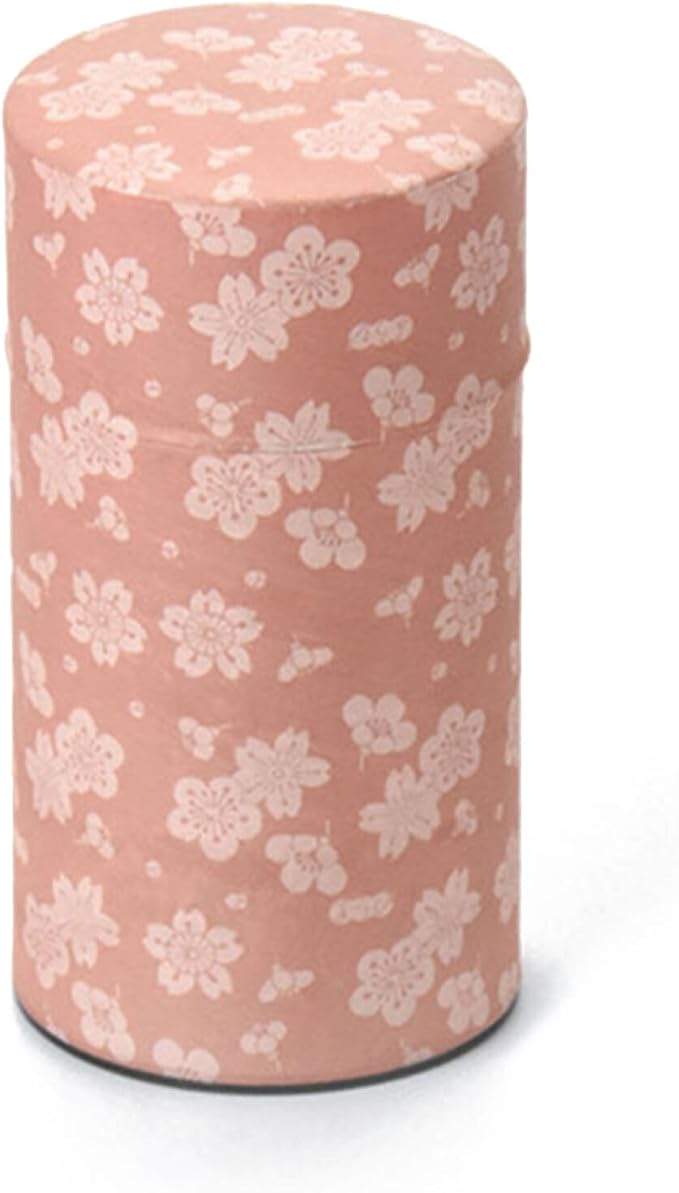 Japanese Pokkan Matcha Coffee Spice Tea Tin Canister Washi Paper Storage with Lid 7.05 oz Capacity (Obaimon)
