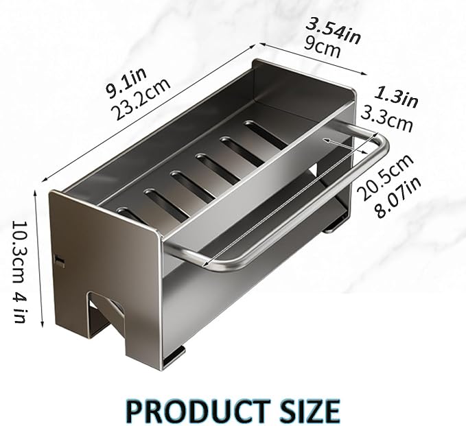 Kitchen Sink Caddy Organizer,Sponge Holder for Kitchen Sink with Drain Board,Stainless Steel