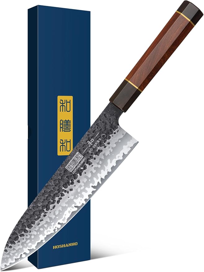 HOSHANHO 8 Inch Gyuto Chef Knife, Ultra Sharp Japanese Kitchen Knife | 9 Layers 10Cr15MoV High Carbon Steel Kitchen Knives, Professional Hand Forged Cooking Knife with Ergonomic Rosewood Handle