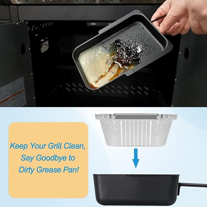 Universal Grease Pan for Nexgrill 720-0830X 720-0830H 720-0888 720-0888S 720-0896B 720-0896 Cuisinart CGG-7400, Grease Catcher with 15-Pack Aluminum Drip Liner for Nexgrill Replacement Parts