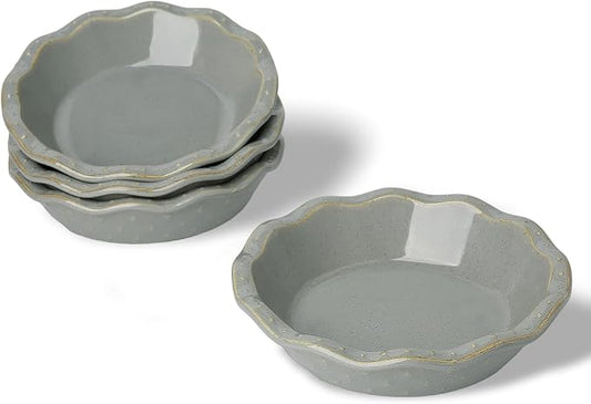 Ceramic Mini Pie Pans Set of 4, 5.8 Inch Pie Plates (Vintage Grey) | Even Heat Distribution, Perfect Individual Servings, Easy Release, Durable Design, Oven Safe, Dishwasher Safe