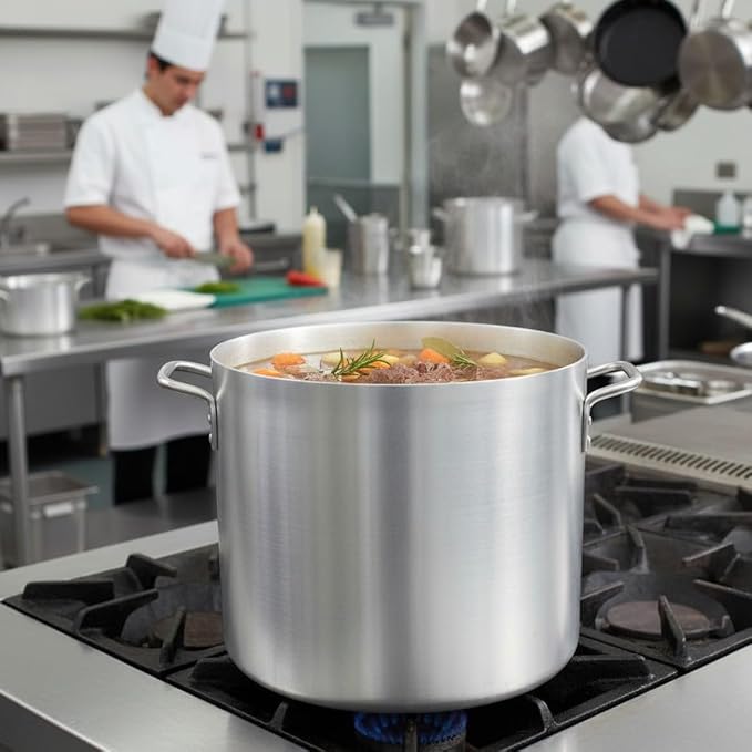 TrueCraftware- 40 qt. Aluminum Stock Pot with Riveted Handles 4mm Thickness- Multipurpose Pot Cookware Large Stockpot Stew For Cooking Simmering Soup Seafood Stock Home Kitchen Restaurant
