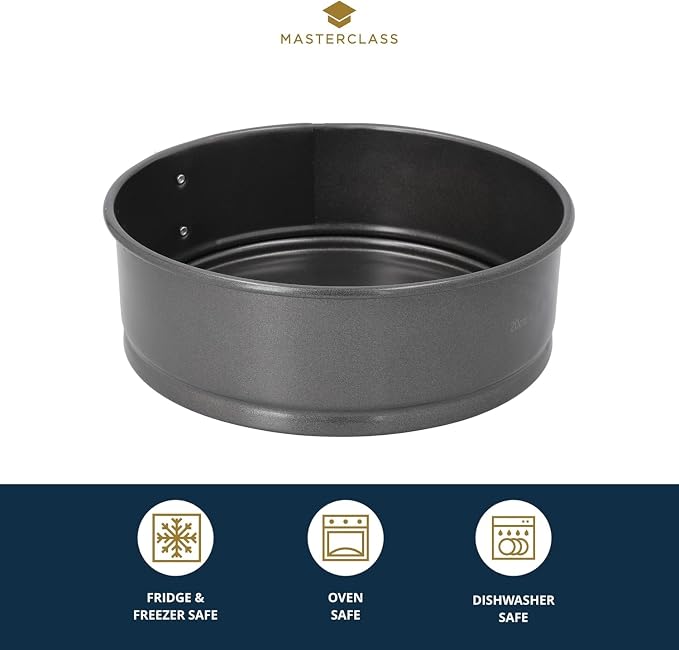 Kitchen Craft Master Class Non-Stick 20cm/8" Springform Round Cake Pan Tin KCMCHB19 | Spring-loaded mechanism ensures effortless bakes release, with reliable everyday performance for commercial kitchens.