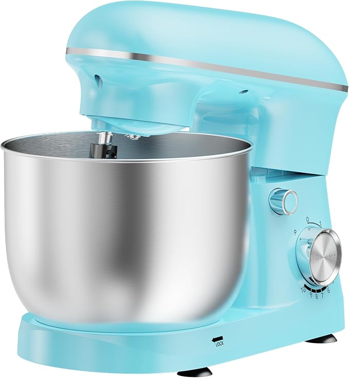 NEWBULIG Stand Mixer 6.3QT, Kitchen Electric Mixers Alternative | 10-Speed Dough Hook, Whisk, Beater & Splash Lid, Multi-Cover for Baking, Cakes and Home Cooking Needs