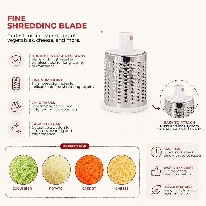 Rotary Cheese Grater with Hand Crank - Cheese Shredder with 3 Interchangeable Stainless Steel Blades, Suction Base & Ergonomic Handle | Vegetable Slicer, Food Grater for Cheese, Nuts & Chocolate