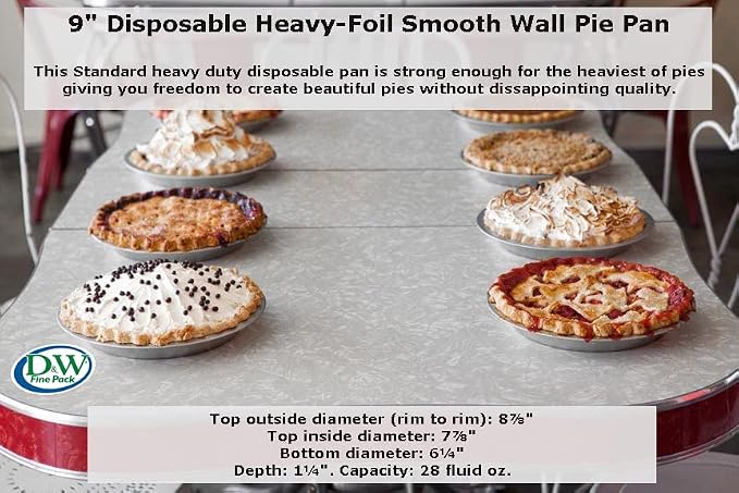 KitchenDance 9 Inch Heavy Duty Aluminum Pie Tins - Oven and Freezer Safe Disposable Pie Pans - Ideal for Restaurants and Bakeries - Reusable and 100% Recyclable Gauge Aluminum - 409 (100, Silver)