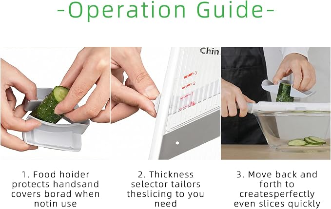 Upgrade Handheld Mandoline Slicer for Kitchen - Adjustable 3-Thickness, Longer Comfort Ergonomic Grip, Bigger Safety Handle, Easy to Clean, Ideal for Speedy Slicing of Vegetables and Fruits