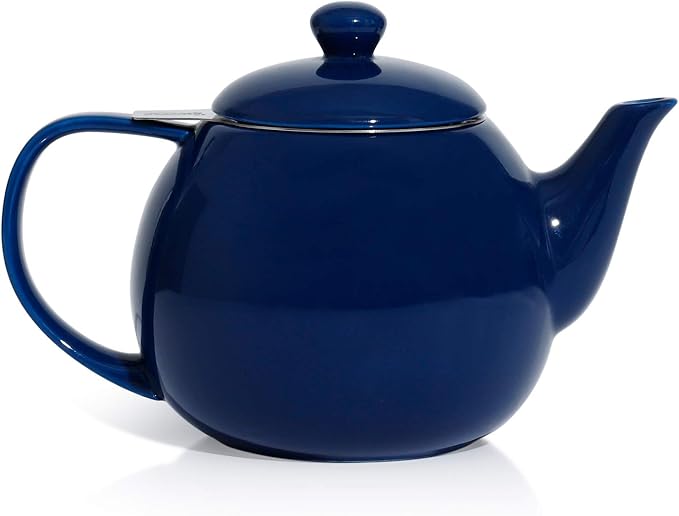Sweese Teapot, Porcelain Tea Pot with Stainless Steel Infuser, Blooming & Loose Leaf Teapot - 27ounce, Navy