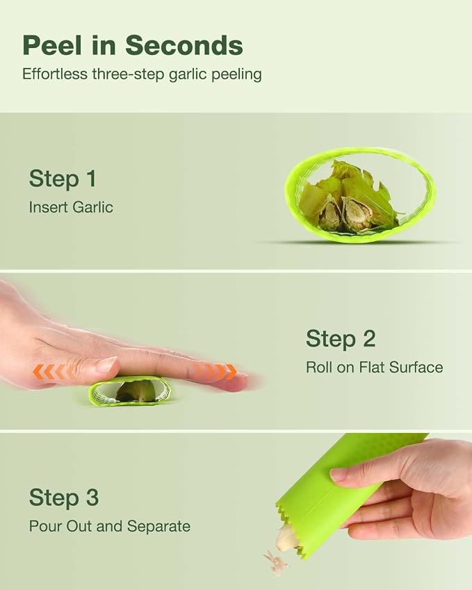 Garlic Press Rocker - Stainless Steel Garlic Crusher, Mincer and Chopper with Peeler & Scraper, Easy Kitchen Gadget for Effortless Smashing