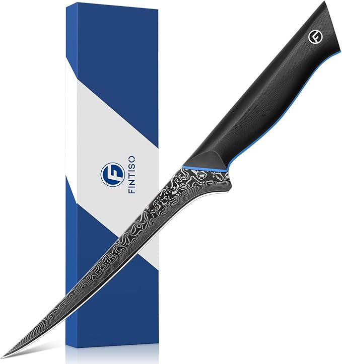 Fillet Knife 7 Inch, 67-Layer Damascus Steel Boning Knife with G10 Handle | Damascus Filet Knife for Fish with Ergonomic Full-Tang Handle, Ultra Sharp Fish Fillet Knife for Slicing - Zeus Series