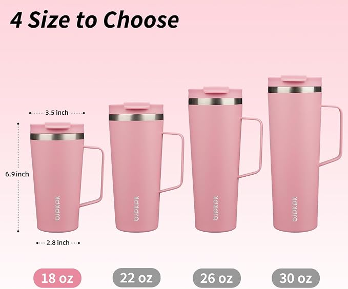 BJPKPK 18oz Insulated Tumbler with Handle, Lid & Straw, Stainless Steel | Double Wall Vacuum Insulated Coffee Travel Mug - Keeps Cold & Hot, BPA Free, Cupholder Fit for Office, Gym & Travel