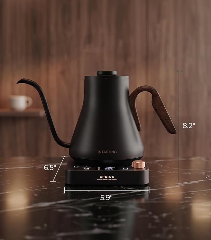 Epeios Gooseneck Electric Kettle With Temp Control,1200W,0.9L,Matte Black | Rapid Heating, Precision Pour-Over for Coffee & Tea,Smart Hot water Boiler, 304 Stainless Steel Interior, Auto Shut-Off