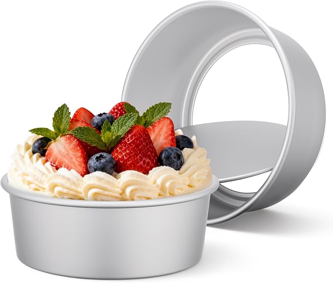 Beasea Cake Pans Removable Bottom, 8 inch Cheesecake Baking Pan Set of 2, Round Movable Cake Pan Aluminum Alloy Mini Cake Pan for Oven Baking