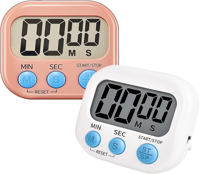 2-Pack Digital Kitchen Timer for Cooking, Multi-Function Electronic Timer, Big Digits Loud Alarm Strong Magnetic Backing, Classroom Timers for Teachers 2-Piece