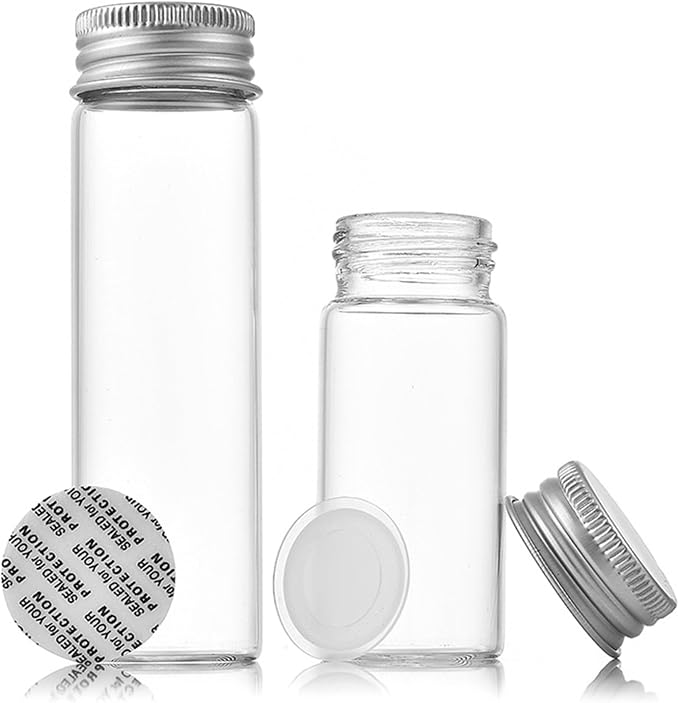 30ml Glass vials 30pcs,With aluminum screw cap30pcs Clear Glass Bottles