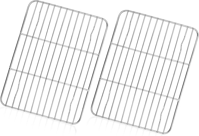 TeamFar Cooling Rack, 8.75” x 6.25” Stainless Steel Wire Baking Rack, 2PCS | for Cooking Roasting Grilling, Fit for Oven Pan, Oven & Dishwasher Safe, Non-toxic & Heavy-Duty