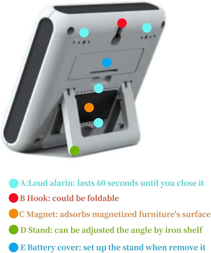 Magnetic Clock Digital Small for Fridge Stove with Clip Kitchen Timer Clocks Large Screen Loud Alarm 12/24 Hour Multi-Functional Countdown for Baking Sports Office Classroom 3.34x2.83 Inches Black