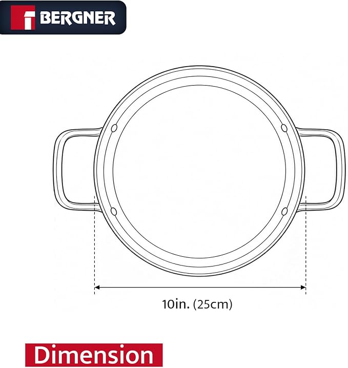 Bergner Argent Collection 4.5 Quart Tri-Ply Stainless Steel Dutch Oven with Tempered Glass Lid - Even Heat Distribution, Riveted Stay-Cool Handle, Induction Compatible, Dishwasher Safe