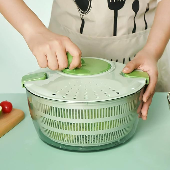 Collapsible Salad Spinner, 4L Hand Crank Vegetable Dryer with BPA-Free | BPA-free 4L capacity | Fits most standard sinks | Dishwasher-safe removable basket | Collapsible to 1/3 size