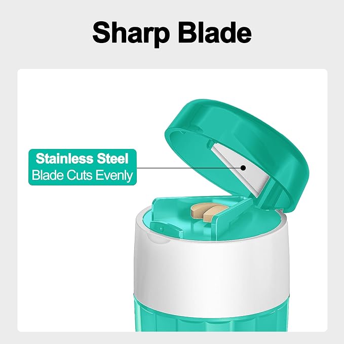 DUBSTAR 3-in-1 Pill Crusher Fine Powder Pill Grinder Pill Cutter Green | Pill Crushers for Elderly and Pet with Pill Storage and Brush, Pill Splitter for Small or Large Pills