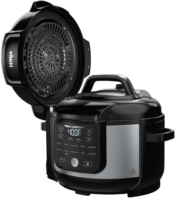 Ninja OS301/FD305CO Foodi 10-in-1 Pressure Cooker and Air Fryer with Nesting Broil Rack, 6.5-Quart Capacity, and a Stainless Finish (Renewed)