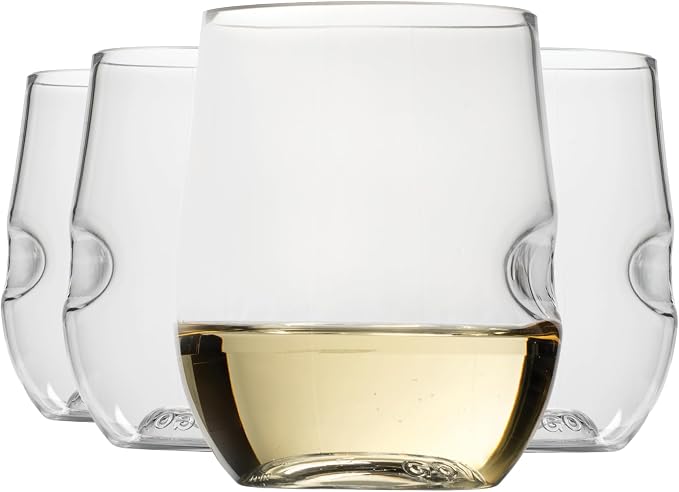 GOVINO Unbreakable Plastic Wine Glasses - Stemless Shatterproof Tritan Glassware, Fancy Cups That Look Like Glass, 12oz, Set of 4