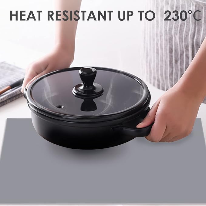 Extra Large Silicone Mats for Kitchen Counter, 27.6'' x16'' Silicone Placemats for Kids, Nonstick Nonskid Silicone Mat for Baking Crafts, Waterproof Heat Resistant Mat Coffee Mat, Dark Gray, 1Pcs