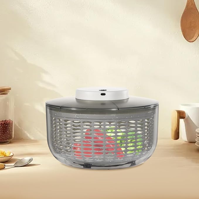 Electric Salad Spinner, Vegetables Washer Dryer, 6L Large Capacity Fruit Vegetable Strainer Spinner, for Crisp Greens and Veggies, for Home Kitchen
