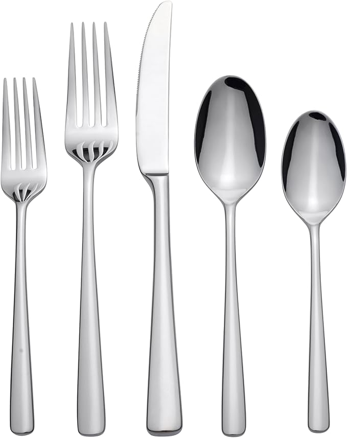 Oneida Doublet 20-Piece 18/0 Silverware Set for 4, Flatware | mirror finish, dishwasher safe | includes knives, forks, and spoons | cutlery set for kitchen and dining