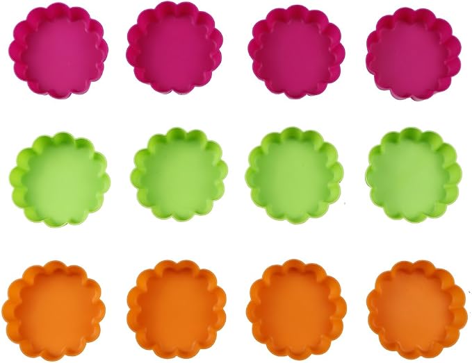 Webake Silicone Mini Tart Pan Non-stick Mini Quiche Molds Holiday Small Pie Baking Pan 3-1/4 Inch Tart Mold, Wax Melt Liners Individual Baking Cups European Food Grade (12 Pack)