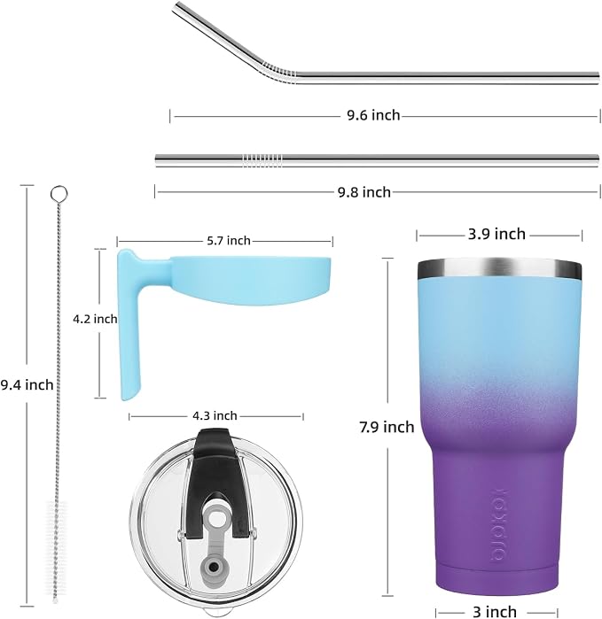 BJPKPK 30 oz Tumbler with Handle & Straw, Insulated Stainless Steel Mug | Double Wall Vacuum, Keeps Hot/Cold, Thermal Cup, BPA Free, Dishwasher Safe, Cupholder Fit, Coffee & Travel, Ocean Dream