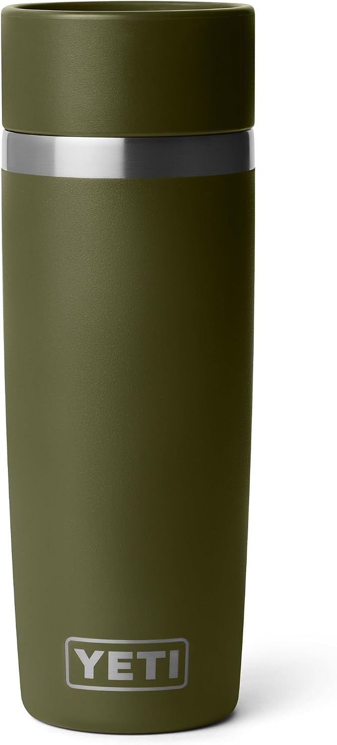 YETI Rambler 16 oz Travel Bottle, Stainless Steel, Vacuum Insulated with Leakproof Commuter Cap, Olive/King Crab Orange