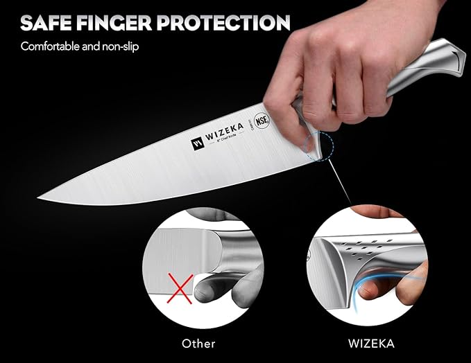 Knife Set with Block 15Pcs, High Carbon Stainless Steel, Razor-Sharp | One Piece Forged Ergonomical Silver handle, Premium German Steel, Ideal Gift with Elegent Box for Kitchen Chef, Jaguar Series