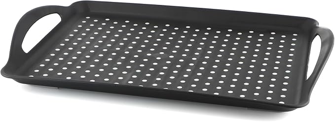 MDLUU Non-Slip Serving Tray with Handles, Food Serving Platter, Set of 2, Black