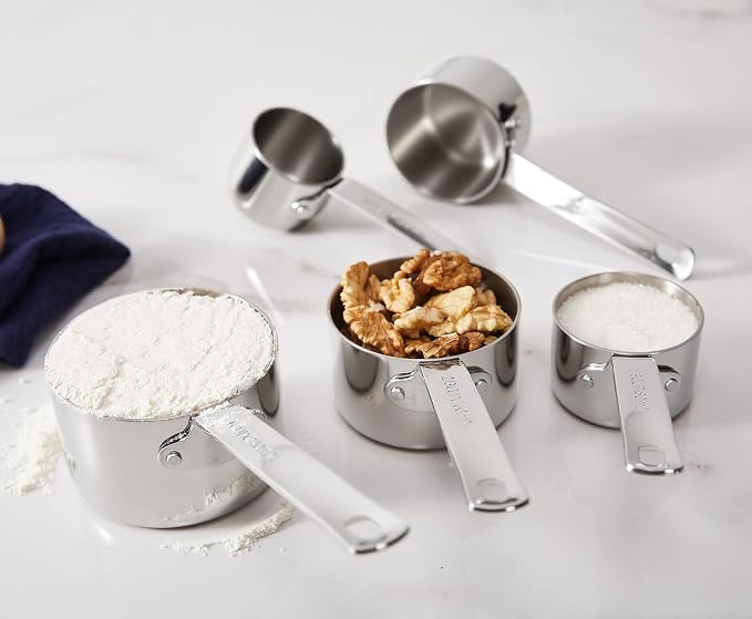 Premium 18/10 Measuring Cup Set (Silver, 5PC Measuring Cups) | 18/10 Stainless Steel Measuring Cup Set; 1/4, 1/3, 1/2, 2/3 and 1 Cup; Upscale, Stackable, Dishwasher Safe.