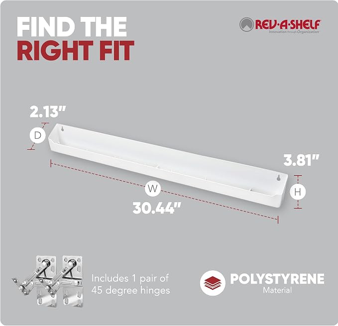 Rev-A-Shelf 30" Plastic Tip-Out Tray Organizer for Sink Base Cabinets | Home Kitchen and Bathroom Organization, Min Opening Width of 32.75", White, LD-6591-30-11-1