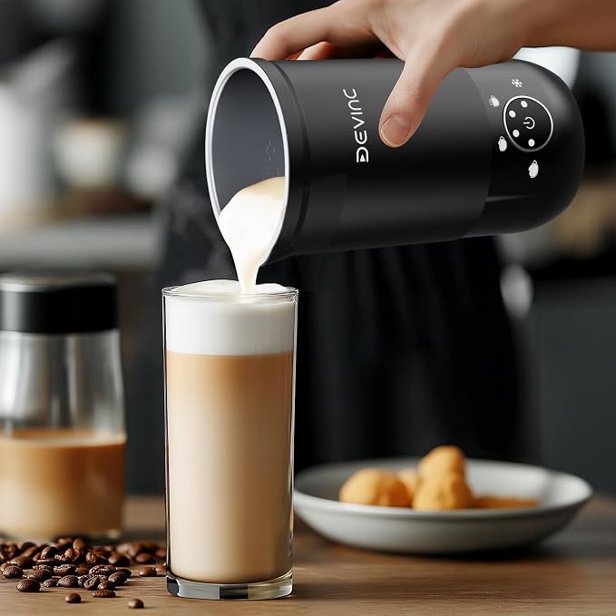 Milk Frother, 4-in-1 Milk Frother and Steamer, Hot and Cold Foam Maker and Milk Warmer with Auto Shut-Off, Electric Frother for Coffee, Latte, Cappuccino, Matcha