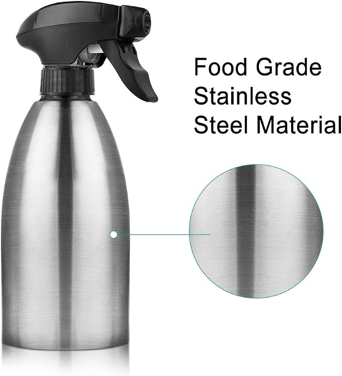 Accmor Olive Oil Sprayer, Vinegar Sprayer Dispenser, Safety Exquisitely Stainless Steel Container Seasoning Kitchenware Tools for BBQ, Cooking, Frying and Grilling (17oz (500ML))