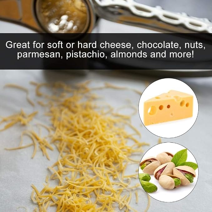 Rotary Cheese Grater, Hand Crank Cheese Grater Stainless Steel Cheese Cutter Slicer Cheese Shredder with 3 Drum Blades Cheese Shredder Handheld for Kitchen