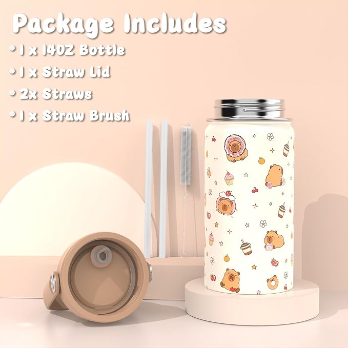 Bento Lunch Box for Kids Adult, Leakproof 3-4 Compartment Bento Box Set with Insulated Food Jar,Water Bottle, Lunch Bag, School Lunch Container for Toddler Teen Girls Boys Ages 3+(Brown)