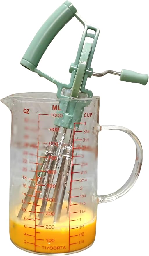 Manual Rotary Egg Beater | Double Head Whisk | Hand Crank Whipper for Eggs, Cream and Batter