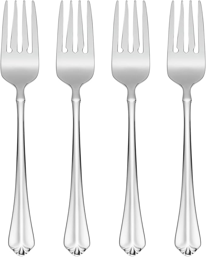 Oneida Julliard Flatware, Set of 4 , 18/10 Stainless Steel, Silver | mirror finish, dishwasher safe | cutlery set for kitchen and dining, utensil set, wedding silverware, heavy duty