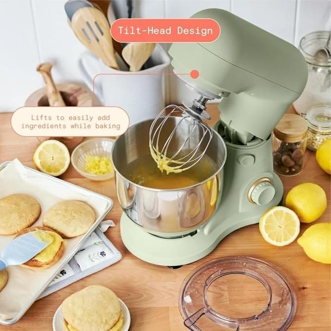 Wonderful Kitchen Stand Mixer 3.5 Qt Bowl, 12 Speeds Tilt-Head, Dough Hook Flat Beater Whisk for Baking Tasks Metal Build for Baking (Sage Green)