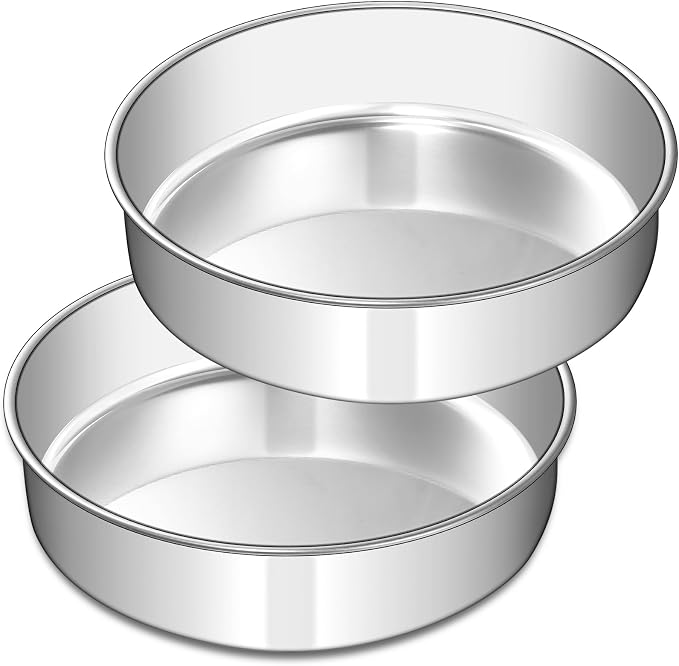 EWFEN 6 Inch Cake Pan Set of 2, Stainless Steel Round Layer Cake Baking Pans Tins, Non-Toxic & Healthy, Leak-proof & Easy Clean & Dishwasher Safe