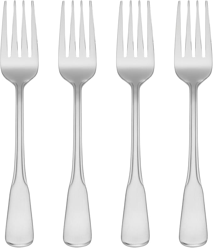 Oneida Colonial Boston Salad Forks Silverware Set for 4, Flatware | satin finish, dishwasher safe | cutlery set for kitchen and dining, utensil set, rust resistant, wedding silverware
