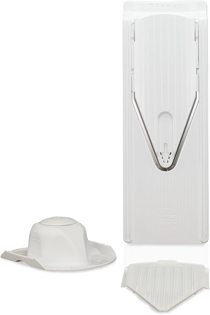 Börner Mandoline Slicer V3 (Basic Set) • V-Slicer for Vegetables & Fruits • Adjustable Kitchen Slicer • 3 Thickness Settings • With Rubber Feet & Stainless Steel V-Blade • Color: White