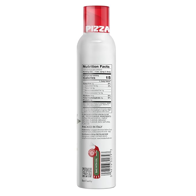 Mantova Pizza Flavored Extra Virgin Olive Oil Spray 8 oz – Infused with Basil, Oregano & Garlic – Perfect for Pizza, Pasta, Grilled Meats, Roasted Veggies & More